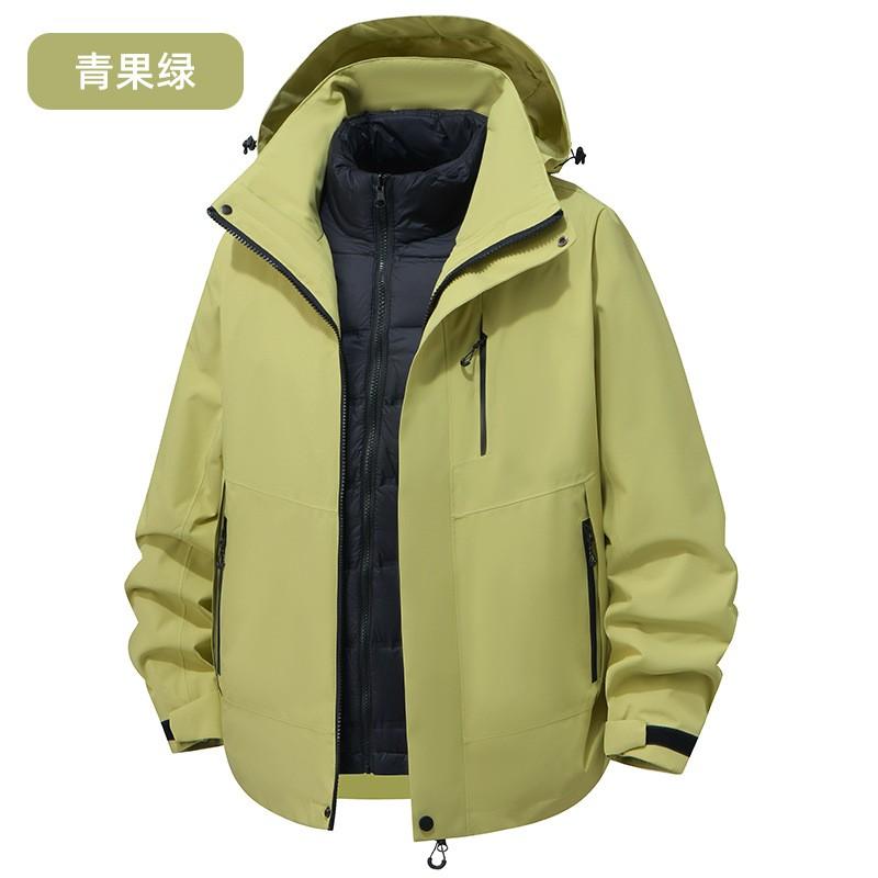 Men Women Winter Waterproof 3-in-1 Detachable Hooded Outdoor Jacket With Down Inner Layer Hiking Skiing Camping