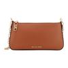 Empire Logo Chain Link Zipper Closure Leather Shoulder Bag Women's Brown
