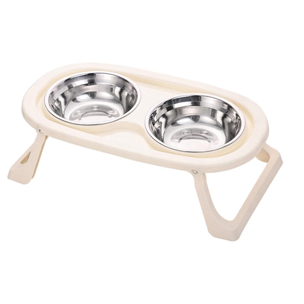 Non Slip Stainless Steel Double Bowl Pet Food Dish With Anti Spill Design For Cats And Dogs Durable Easy Clean