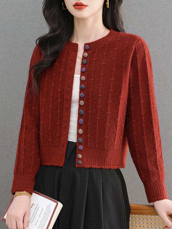 Counter Brand Women's Wool Knit Cardigan Short Jacket - Loose Fit, Autumn/Winter 2025 Style