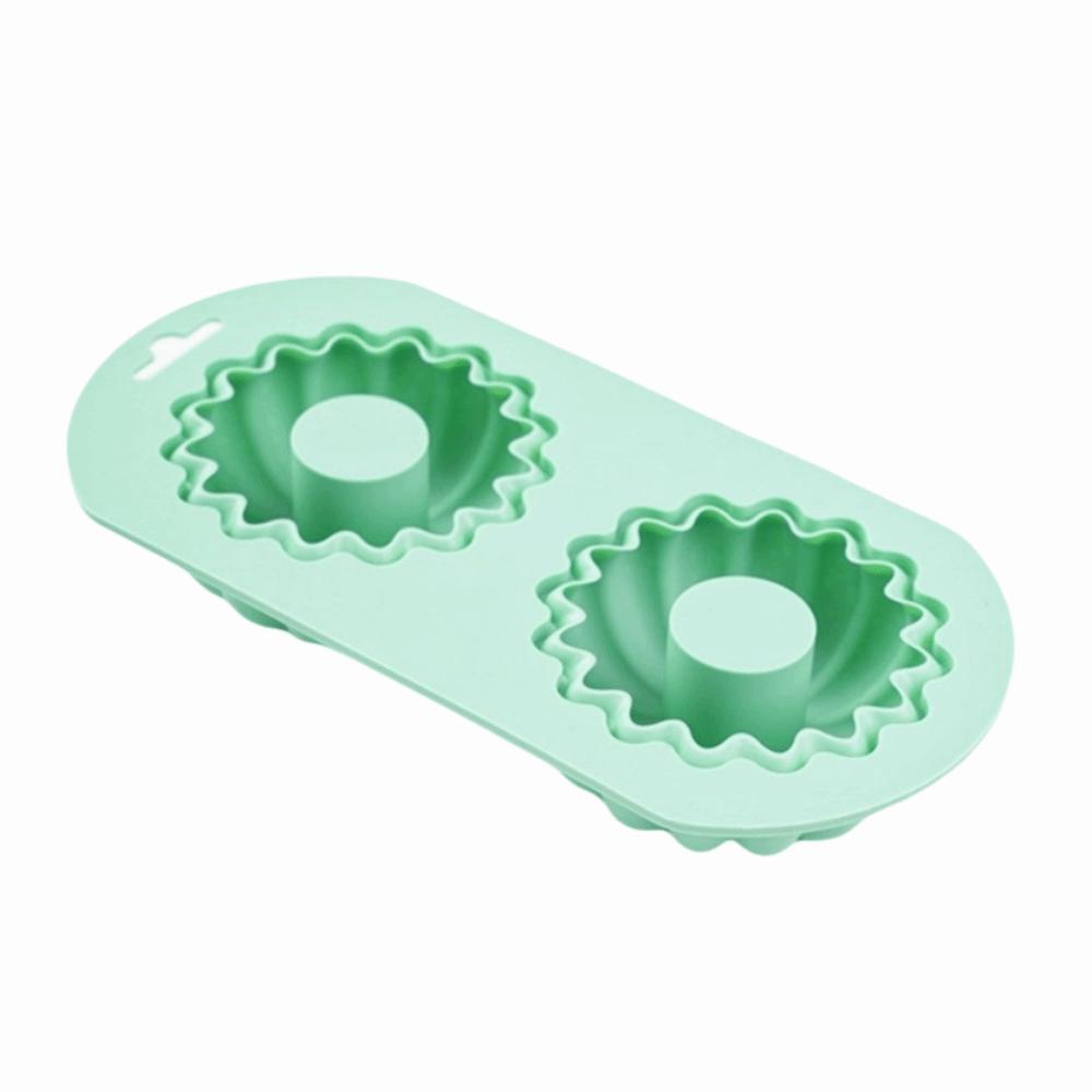 2-Cavity Doughnut Baking Mold DIY Cake Mold Non-Stick Silicone Baking Pan Muffins Style 4