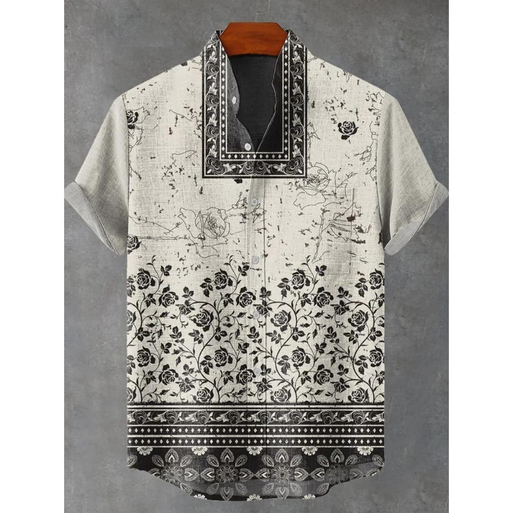 Camicia Estiva da Uomo a Maniche Corte con Stampa 3D, Camicia Casual da Uomo Street Hip-hop a Maniche Corte