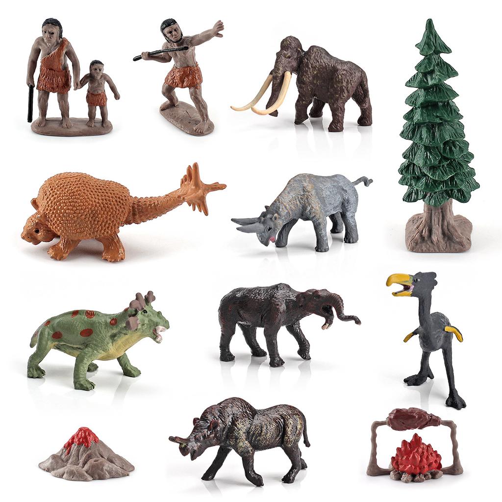 Simulation Of Ancient Life Scenes, Tabletop Decoration Ornaments, Prehistoric Animals, Primitive Human Model Toys