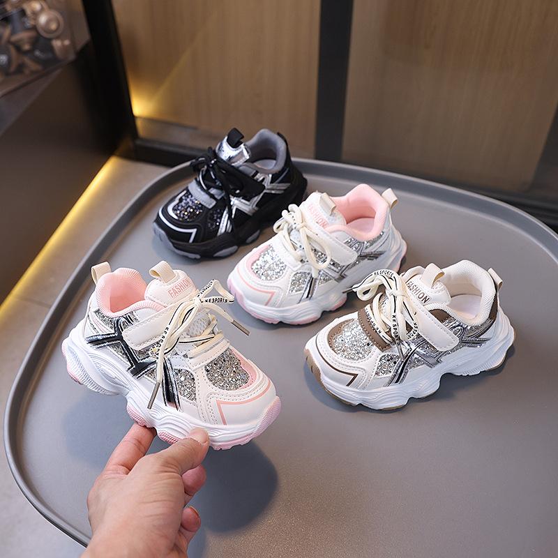 Children's sneakers 2025 spring and autumn baby girl shoes boys solid sole running shoes girls soft sole dad shoes tide
