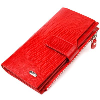 Beautiful Women's Wallet Made of Genuine Textured Leather CANPELLINI Wallet 21646 Red