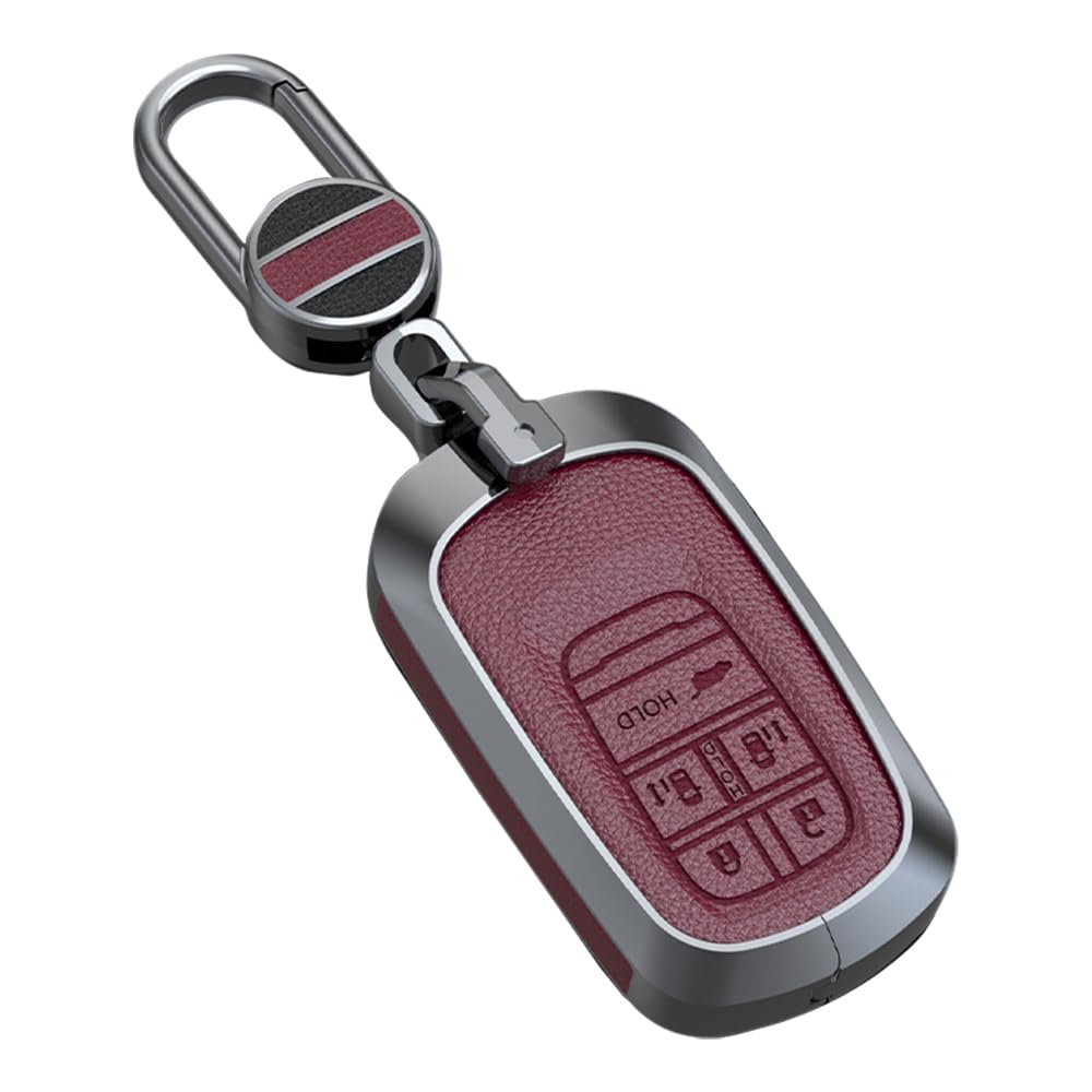 

Пустой чехол для смарт-ключа Honda, Устойчивый к царапинам, Держатель для ключей, Кожа + Сплав, Для Honda, M красный