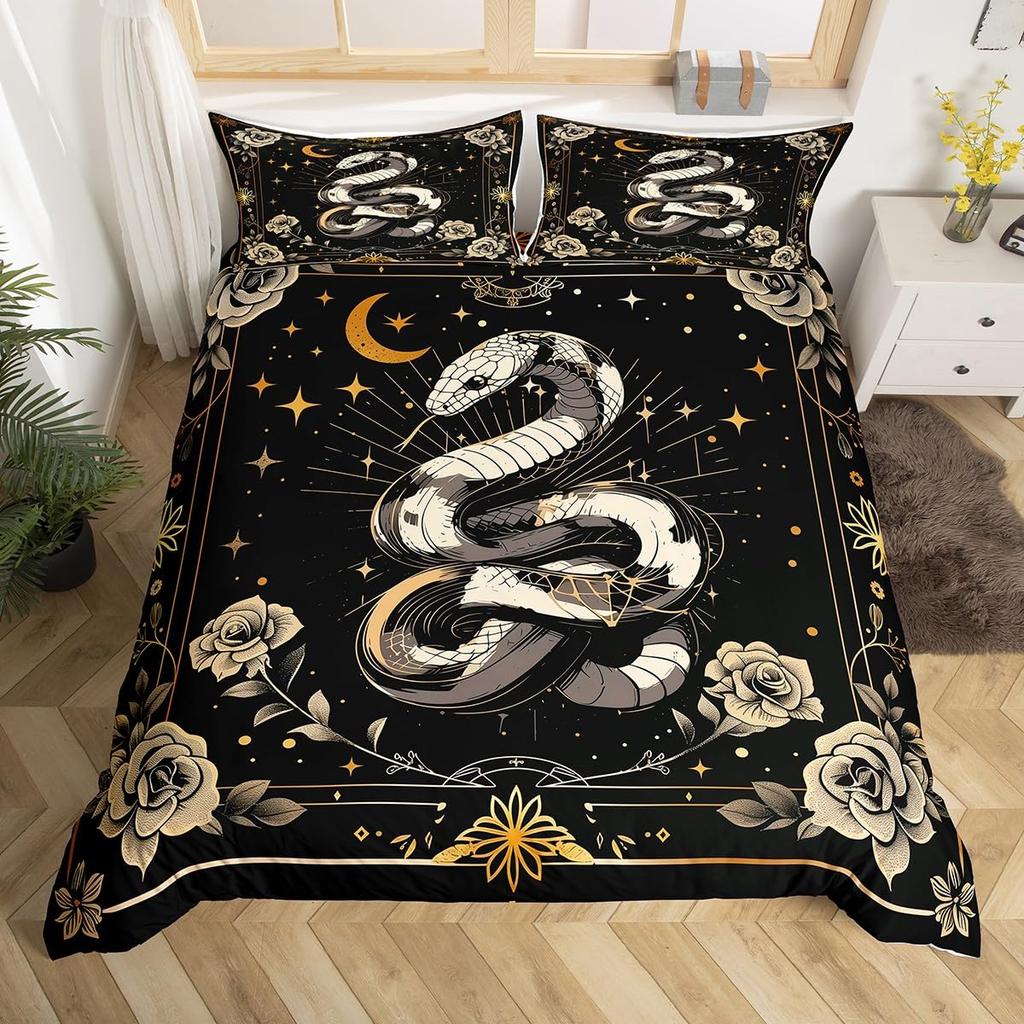 Gothic Moth Duvet Cover Set Queen Twin SizeDreamy Butterfly Animal Rustic Leaves Bedding SetExotic Starry Moon Sky Quilt Cover