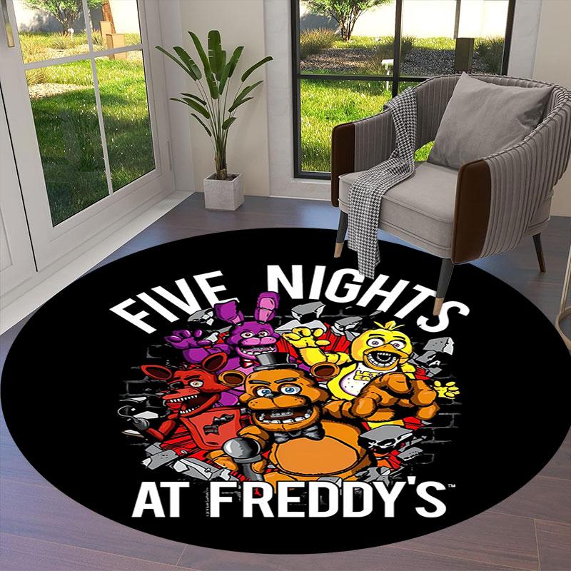 FiveNightsatFreddy's Round Area Rug,Carpet Rug for Living Room Bedroom Sofa Playroom Decor,Non-slip Floor Mat