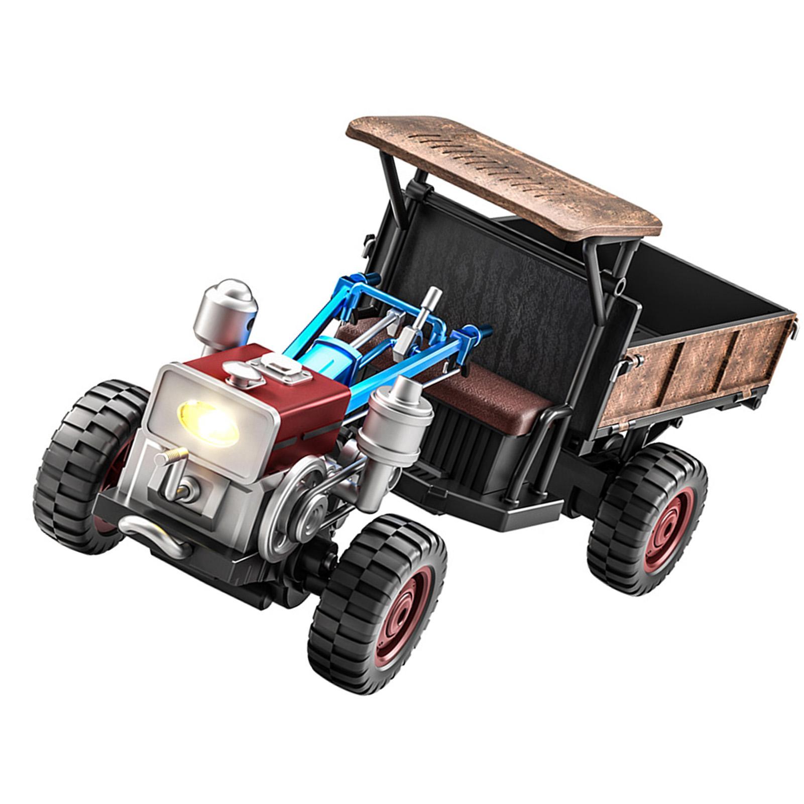 

Радиоуправляемый трактор 2.4G 4WD с имитацией звука, эффектом распыления тумана, прочный, двойная батарея, синий синий