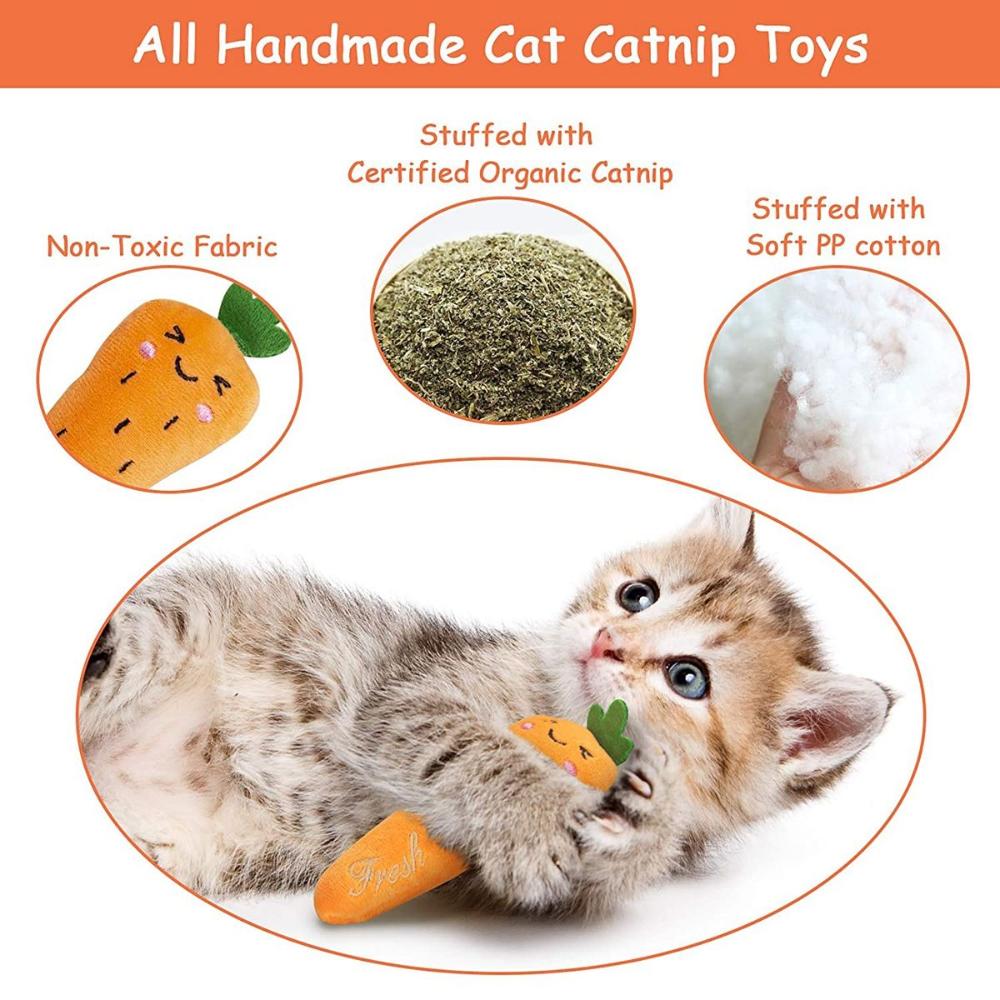 Pet Chewing Soft Plush Farm Theme Indoor Cute Cat Mint Toys Catnip Pillows Teeth Bite Toys Chew Toy