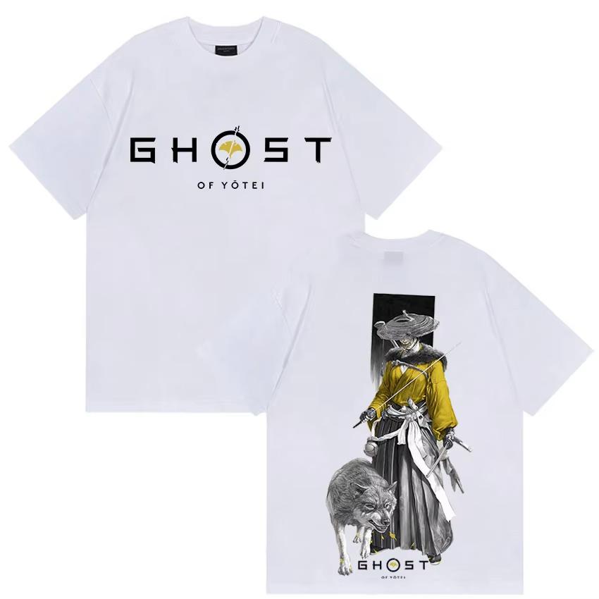 2026 Gioco Giapponese Ghost of Yotei Grafica Cotone Camicia Uomo Stile Ukiyoe Girocollo Manica Corta Moda Donna T-shirt