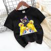SailorsMoon Anime Girl's T-shirt Cotton Clothes Cute Cartoon Printed Toddler Sweatshirt Casual Short Sleeve Kids Game Trend Tops