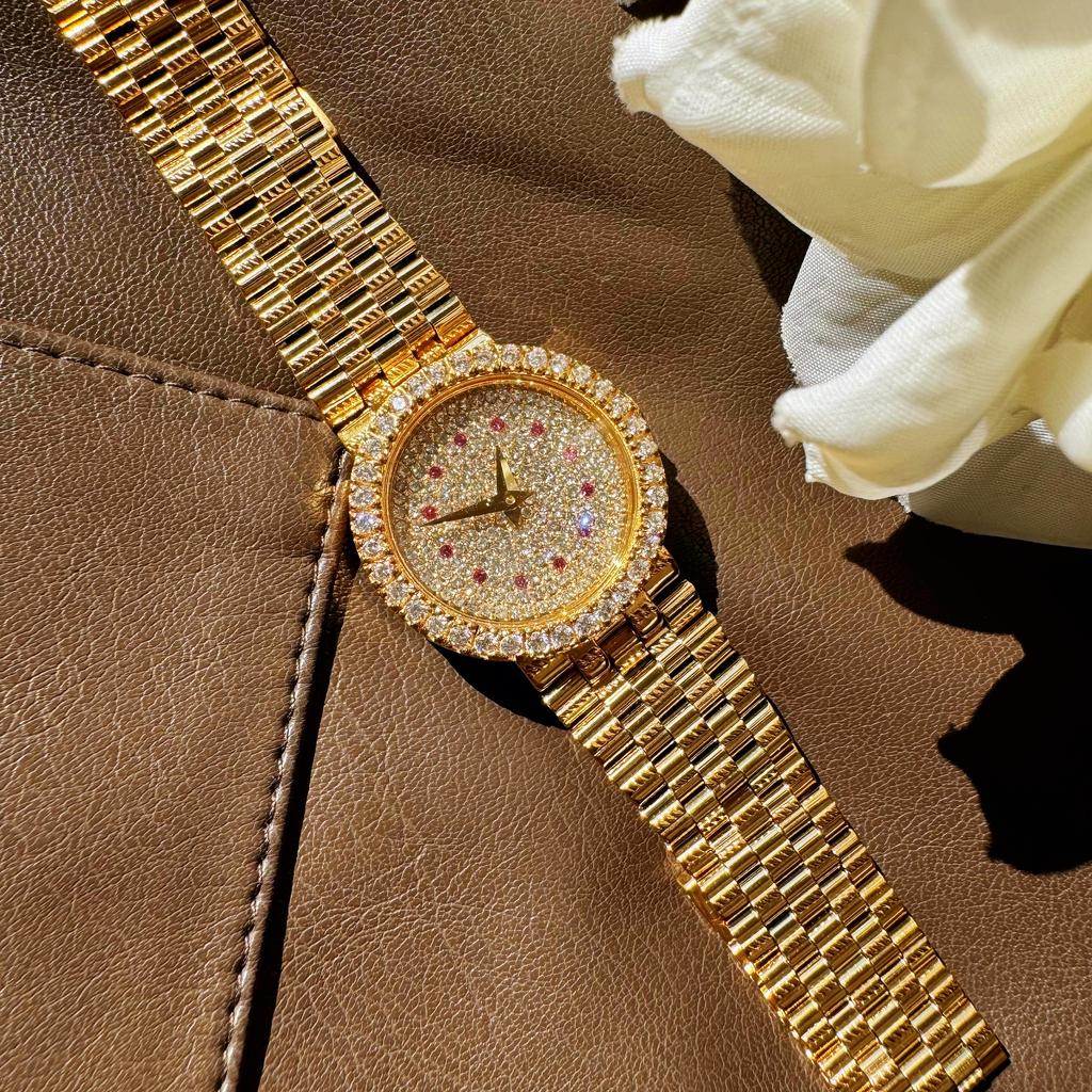 Dainty Vintage Small Dial Women's Watch Diamond Retro Luxury Elegant Gifts stainless steel 24K Gold Plated High Quality