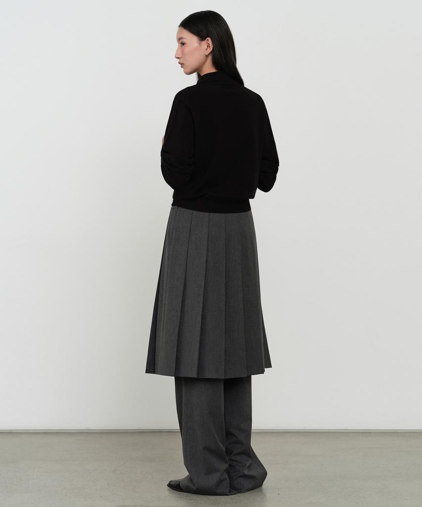 MUSINSA STANDARD WOMAN Women'S Pleated Skirt Layered Slacks [Medium Gray]