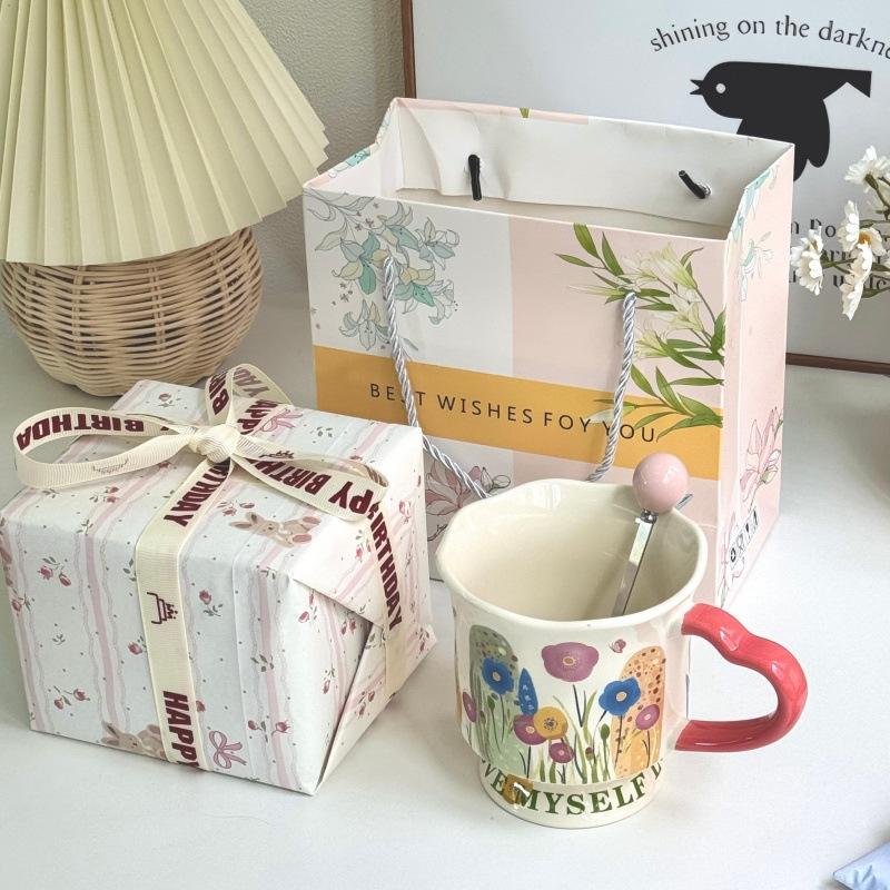 Ins originální špičkový keramický hrnek ručně malovaný vysoký hrnek kancelářský hrnek na kávu vodu dárek k narozeninám pro ženu