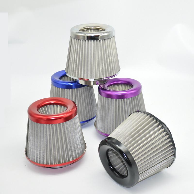 Stainless Steel Engine Air Filter 3" Round Tapered Universal Cold Air Intake Cone Filter