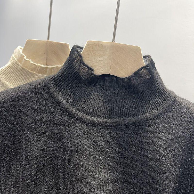 Svetr pro ženy Podzim Zima Zesílený Hřejivý Pletený Pružný Dlouhý rukáv Rolák Top