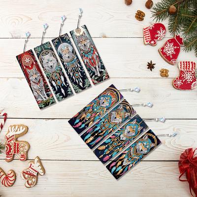 8Pcs Colored Patterns DIY Diamond Painting Bookmark Diamond Art Bookmark Diamond Painting Art Bookmarks for Reading Enthusiasts