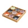 Japanese 6-grid Bamboo Dessert Dish, Colorful Ceramic Plate, Snack Tray, Hot Pot Side Dish, Wooden Grid Plate, Tableware Platter