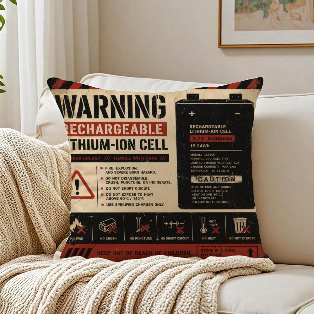 Swollen Battery funny Pattern Cushion Cover Short Plush Cushion Covers Machine Washable Wrinkle-Resistant Soft Durable