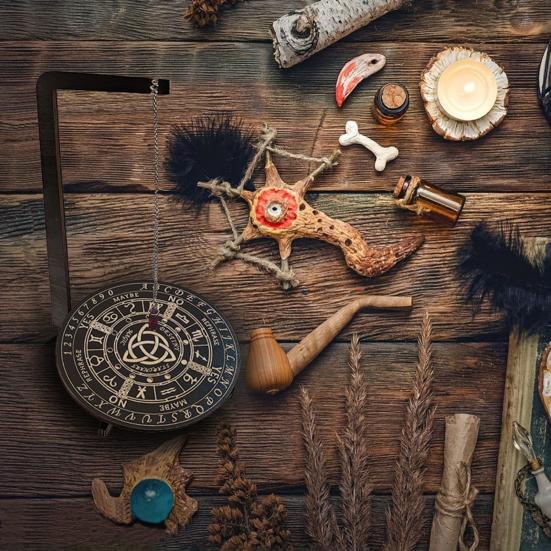 Drewniany Stojak Ekspozycyjny na Wahadło Wieszak na Wahadło Kryształowe Tablica Ołtarzowa do Wahadła Ozdoba Wiedźmy