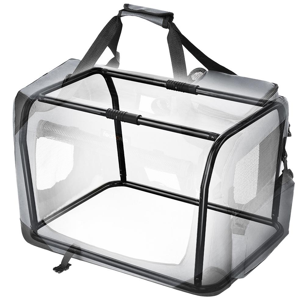 FEANDREA Dog Carrier, Folding Fabric Pet Carrier, 60 x 42 x 42 cm, Grey
