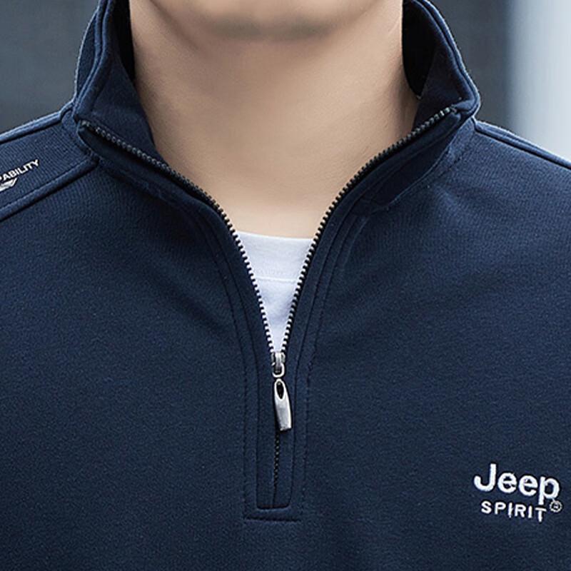 JEEP SPIRIT Men's Stand Collar Long Sleeve T-Shirt