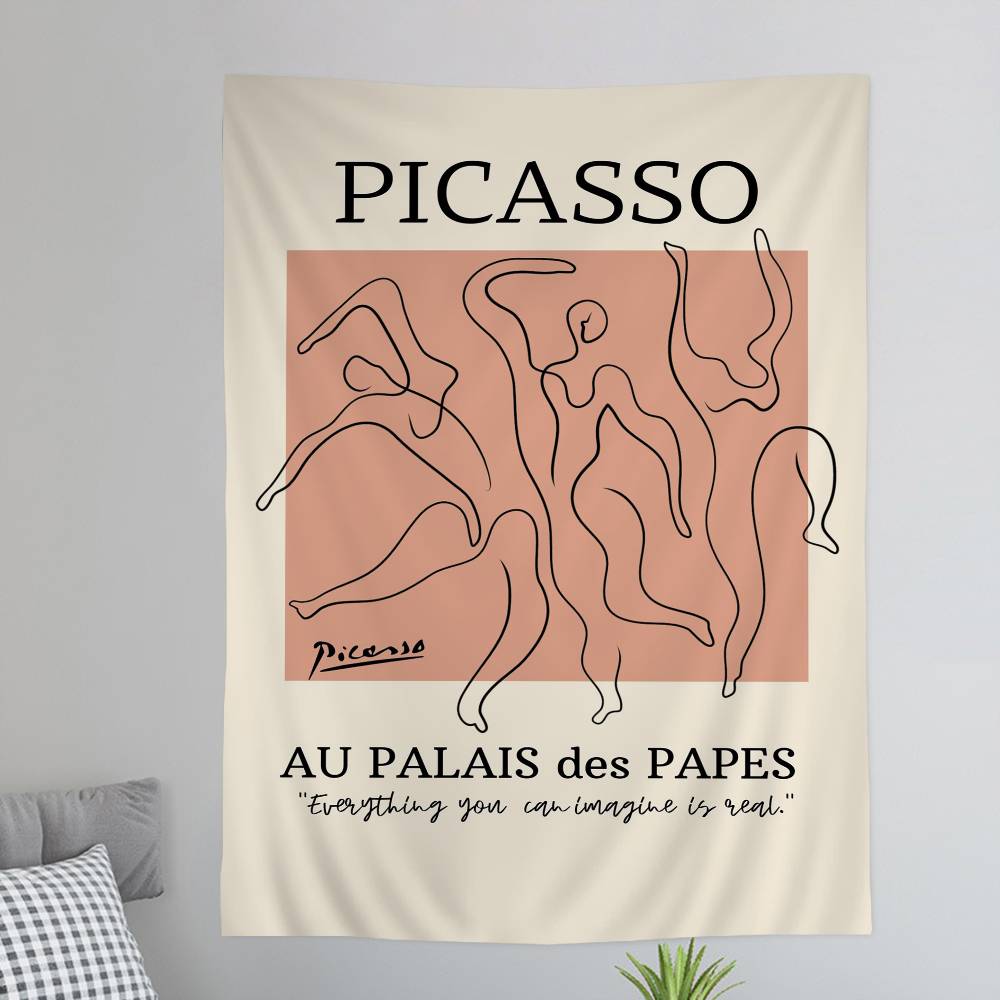 PPicasso Woman Anime Tapestry Hippie Flower Wall Carpets Dorm Decor Wall Hanging Home Decor