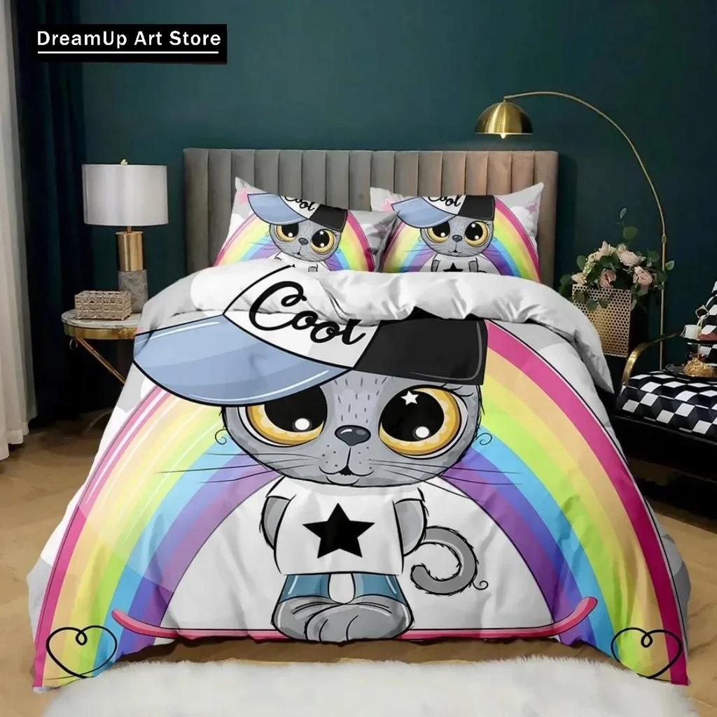 Cartoon Skateboard Wolf Kids Hip Hop Skateboard Sport Bedding Set Duvet Cover Bed Set Quilt Cover Twin Single Queen King Size