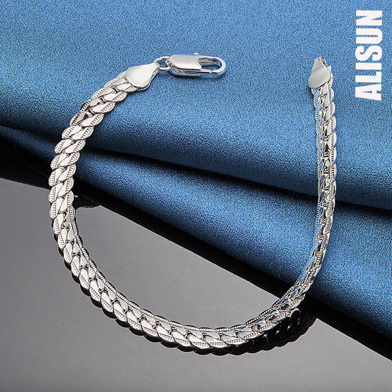 925 Sterling sølv 6 mm sidekjedearmbånd Fasjonable bryllupssmykker