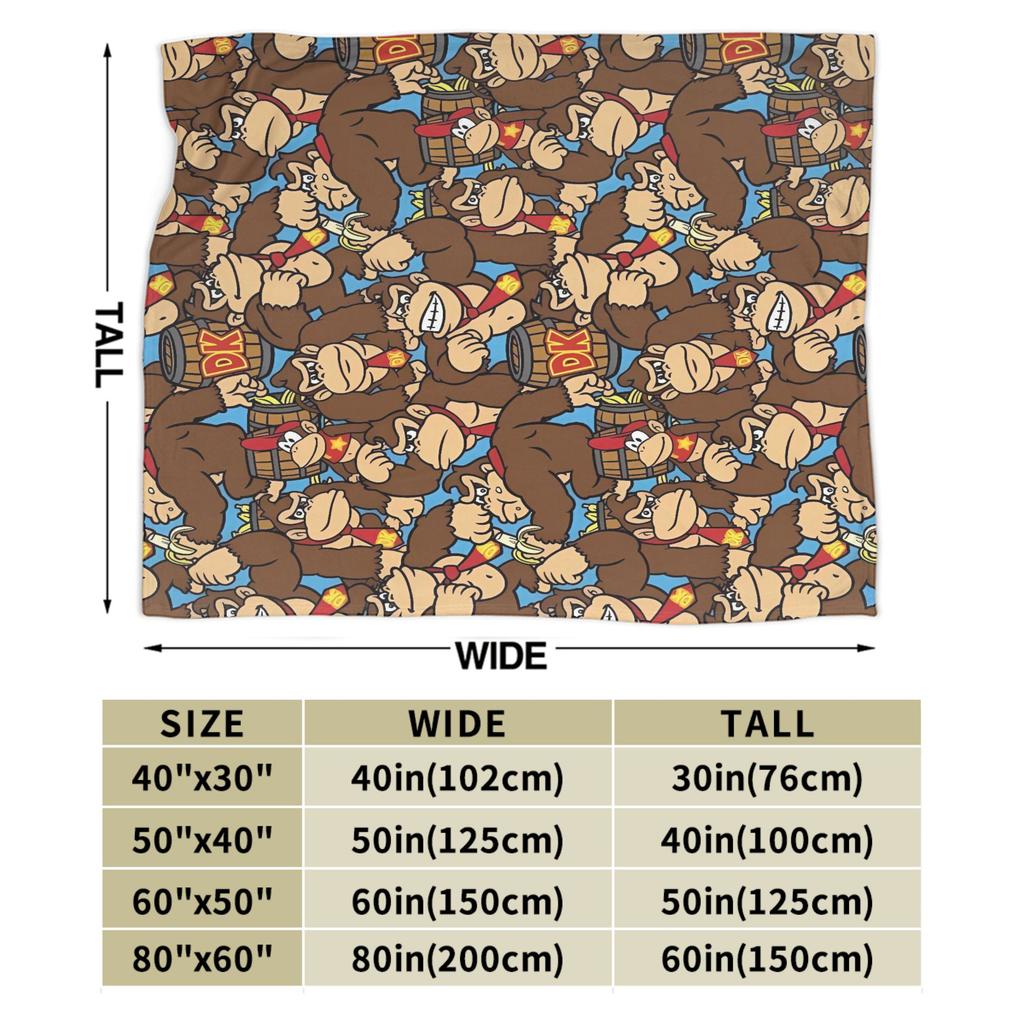 Donkeys Kong Bananzas Flannel Blanket Winter Warm Soft Bedding Throws for Kids Adult Home Decor Fluffy Bedspread Sofa Bed Cover