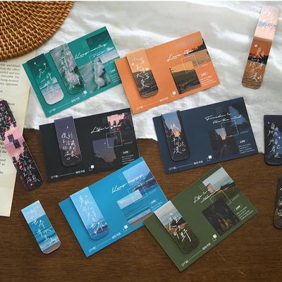 2pcs Landscape Themed Magnetic Bookmarks Magnet Page Markers Magnetic Page Clip For Students Teachers Fun Book Marks For Reading