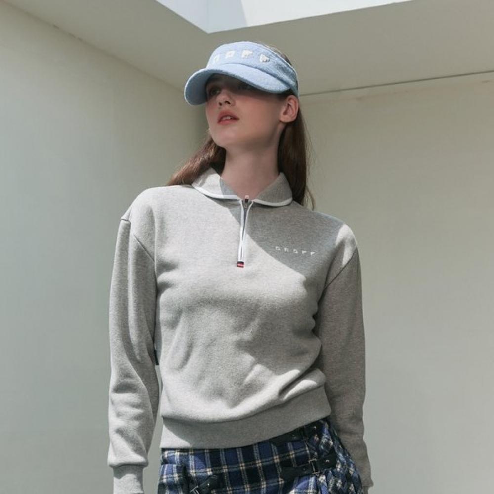 Onoff Women S looSe FiT Half Zip T ShirT Of9103lb Grey GREY40 11600₽