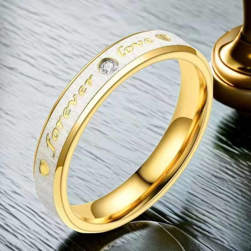 "Frosted Stainless Steel Couple Rings - Non-Fading Niche Design"