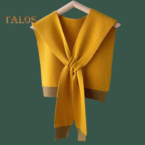 Women Knitting Shawl Patchwork Color Soft Knotted Design Versatile Soft Texture Shawl Winter Warm Scarf