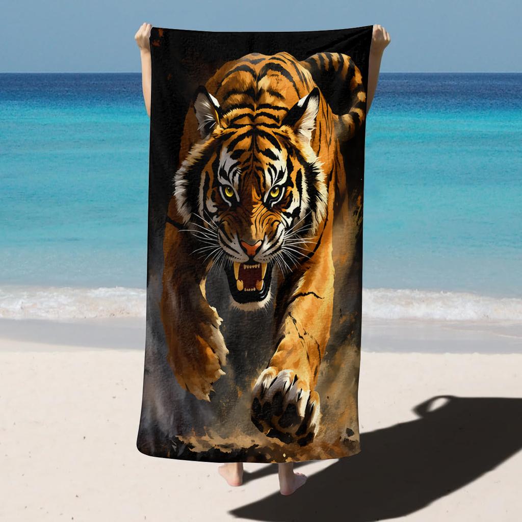 1PC Lion Tiger Animals Pattern for Family Friends Gifts Towel Quick-Dry Beach Towel For Yoga Tourism Beach GYM Camping Swimming