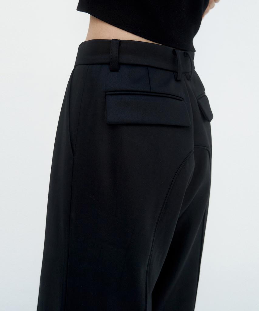 Teulimingbeodeu Suede Piping Classic Set-Up Pants [ Black ]
