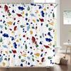 1 pack of print shower curtain polyester cloth modern geometry pattern bathroom curtains with hooks Home decoration curtain
