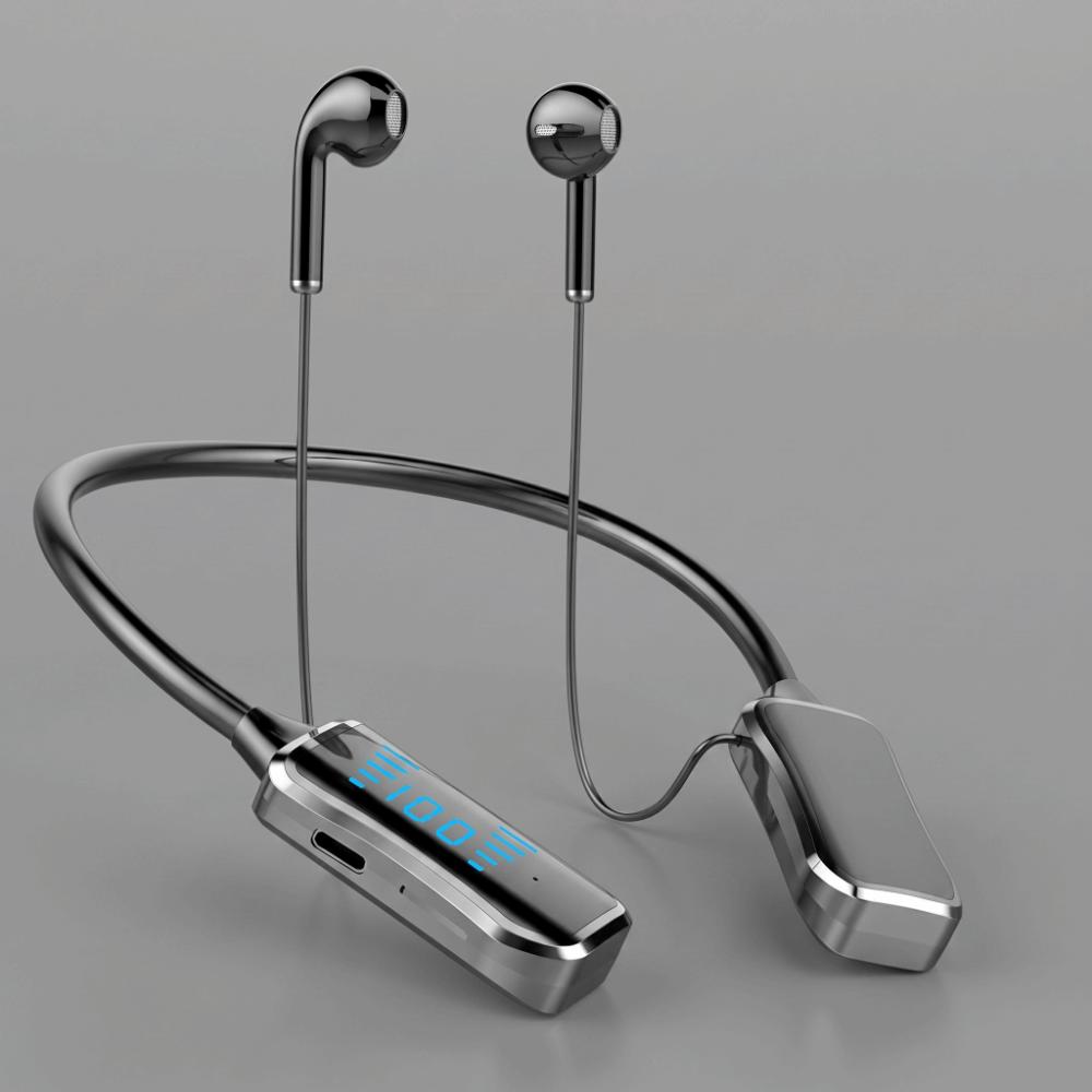 LED Display Neckband Headset Stereo Sound Bluetooth Earphone New In Ear Headset Gamer
