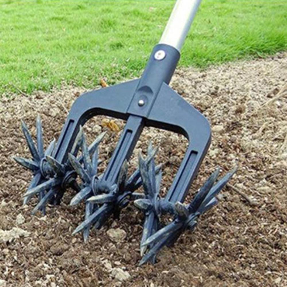 2 In 1 Garden Aerator Ventilated Scarifier Gardening Rotary Tiller Rotary Cultivator Tool Soil Plowing Tool for Garden Lawn Tool