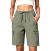 Leichte Damen-Wander-Cargo-Shorts, schnelltrocknend, sportlich, mit Kordelzug und mehreren Taschen für Outdoor-Aktivitäten