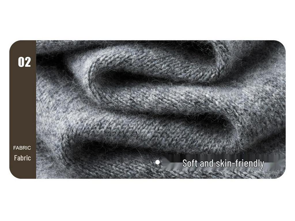 Men's 100% Pure Cashmere High-Neck Sweater - Autumn/Winter White Knit Base Layer
