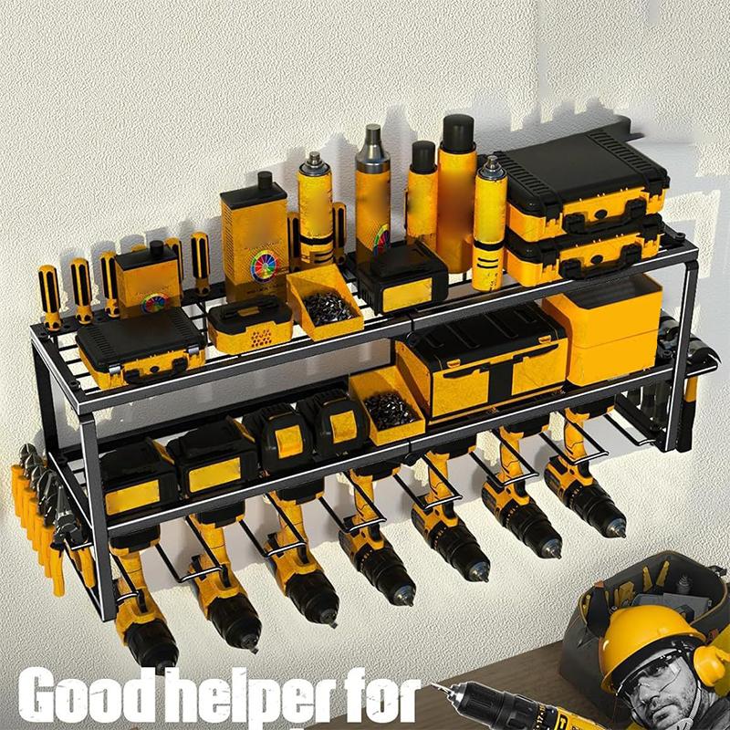 3-Layer Power Tool Rack Wall Mounted Handheld Electric Drill Tool Storage Holder Heavy Duty Floating Tool Shelf Garage Organizer