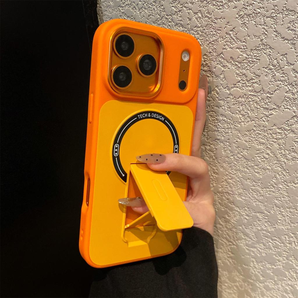 Contrast Color Magnetic Stand Case for Apple iPhone 13/14Pro/15/16 Pro Max - Drop-proof and Creative Design