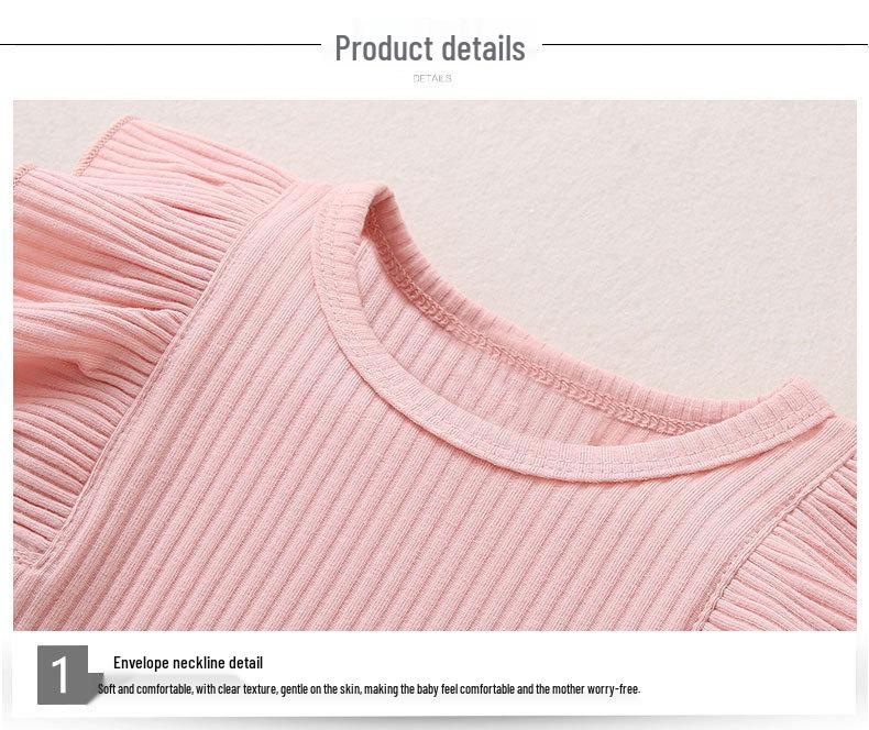 Autumn 2023 Baby Girl Ribbed Ruffle Bodysuit & Pants Set with Bow