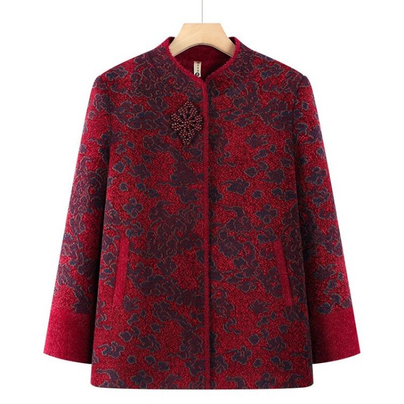 Autumn and winter coats, velvet winter tops, old lady clothes, thickened clothes, mother-in-law