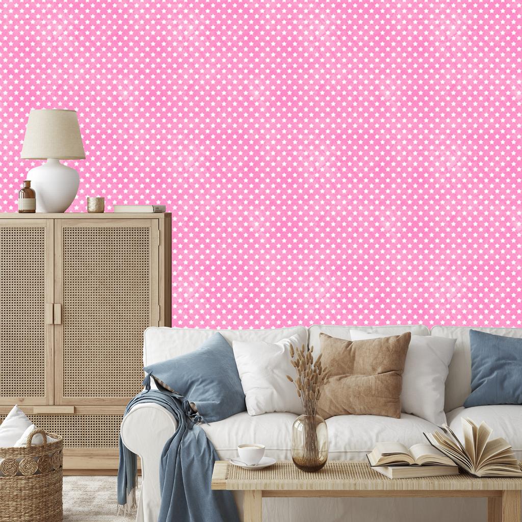 Powder Pink Stars Wallpaper, Powder Pink Center 50x1000