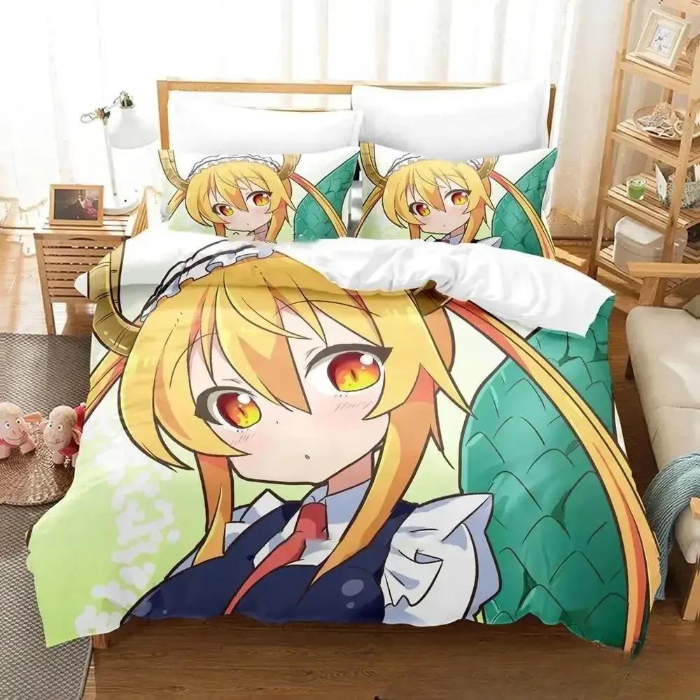 3DAnime Miss Kobayashi's Dragon Maid Set Letto Copripiumino Set Letto Copripiumino Federa Piumino King Queen Size Ragazzi Adulti
