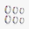 Boucles d'Oreilles Colorées en Zircon Cubique Argent Sterling 925 Cercles Simples Quotidiennes pour Femmes Bijoux Fins