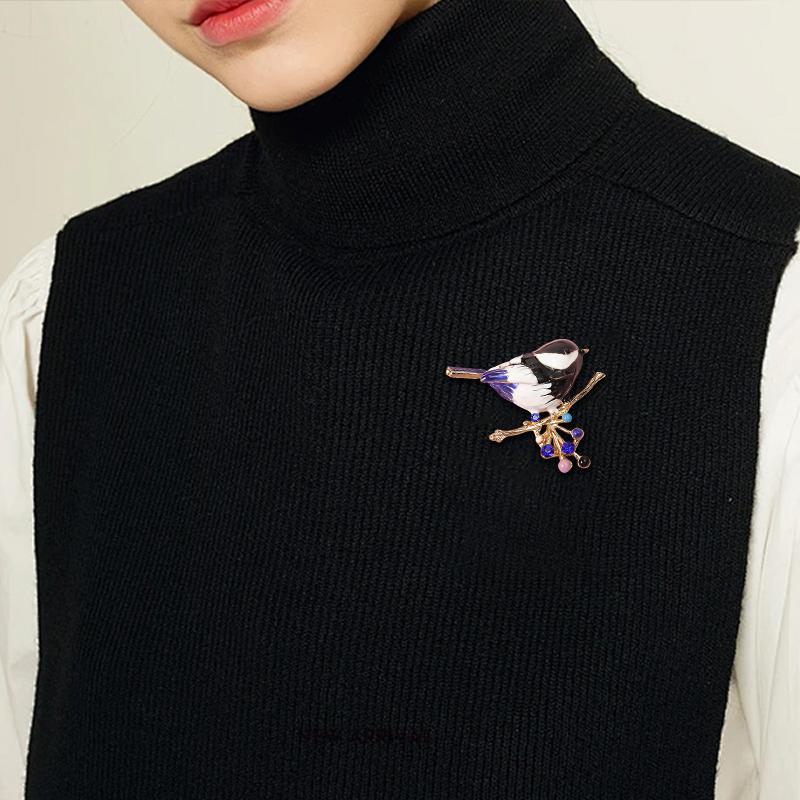 1PC Broche Accessoire Vêtement Minimaliste Émail Élégant Durable Minimaliste Polyvalent-Porter Oiseau Adapté au Quotidien 4x3.5cm